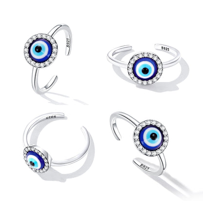 Casual Devil's Eye Sterling Silver Zircon Open Rings In Bulk