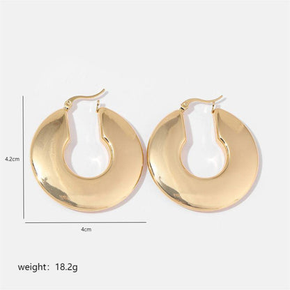 1 Pair Simple Style Solid Color Commute Geometric Semicircle Circle Plating Stainless Steel 18k Gold Plated Earrings