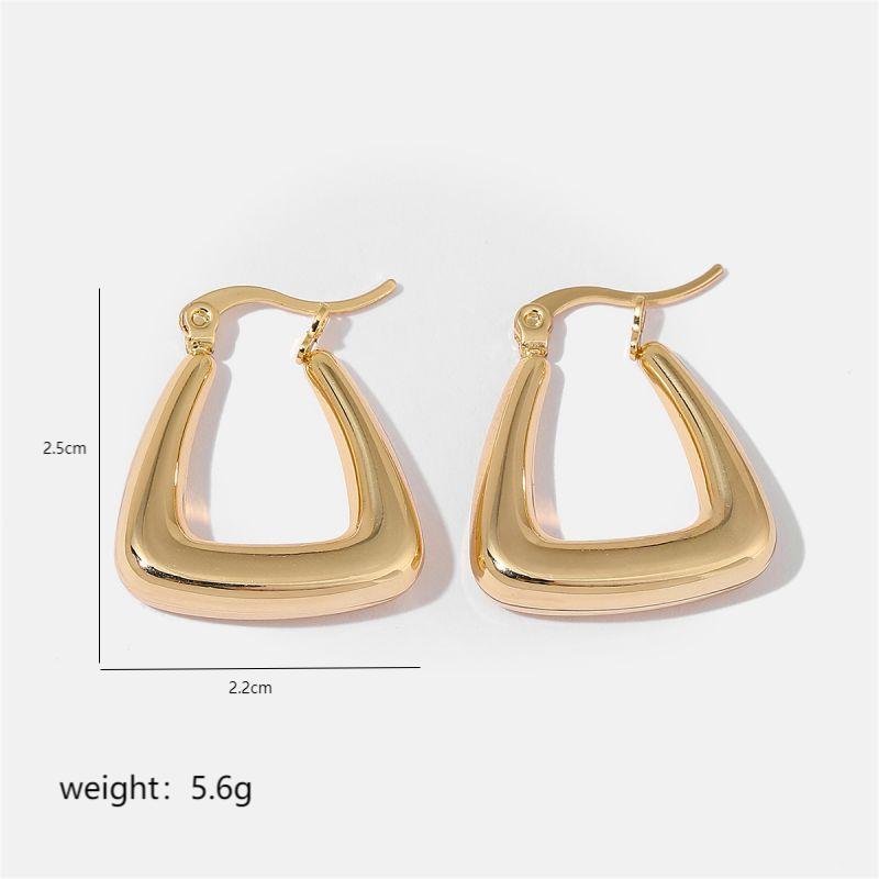 1 Pair Simple Style Solid Color Commute Geometric Semicircle Circle Plating Stainless Steel 18k Gold Plated Earrings