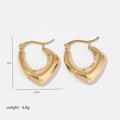 1 Pair Simple Style Solid Color Commute Geometric Semicircle Circle Plating Stainless Steel 18k Gold Plated Earrings