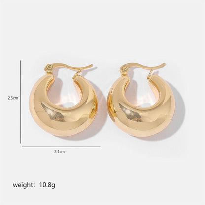 1 Pair Simple Style Solid Color Commute Geometric Semicircle Circle Plating Stainless Steel 18k Gold Plated Earrings