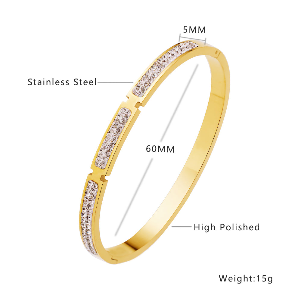 Simple Style Streetwear Geometric Stainless Steel Plating Inlay Zircon Bangle