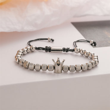 Ig Style Simple Style Round Crown Copper Beaded Inlay Zircon Bracelets