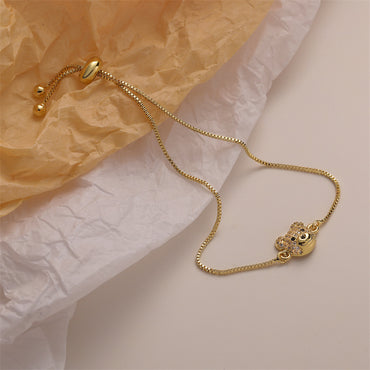Simple Style Shiny Tortoise Bear Copper Beaded Inlay Zircon Bracelets