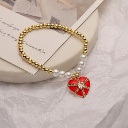 Ig Style Simple Style Heart Shape Eye Umbrella Copper Beaded Enamel Inlay Zircon Bracelets