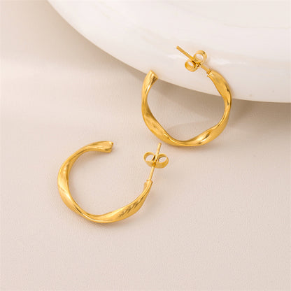 1 Pair Retro Simple Style Round Plating Stainless Steel 18k Gold Plated Earrings