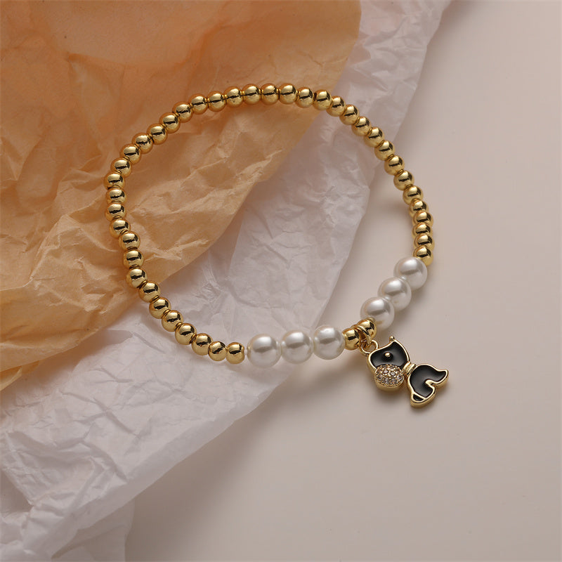 Ig Style Simple Style Human Dog Heart Shape Copper Beaded Inlay Zircon Bracelets
