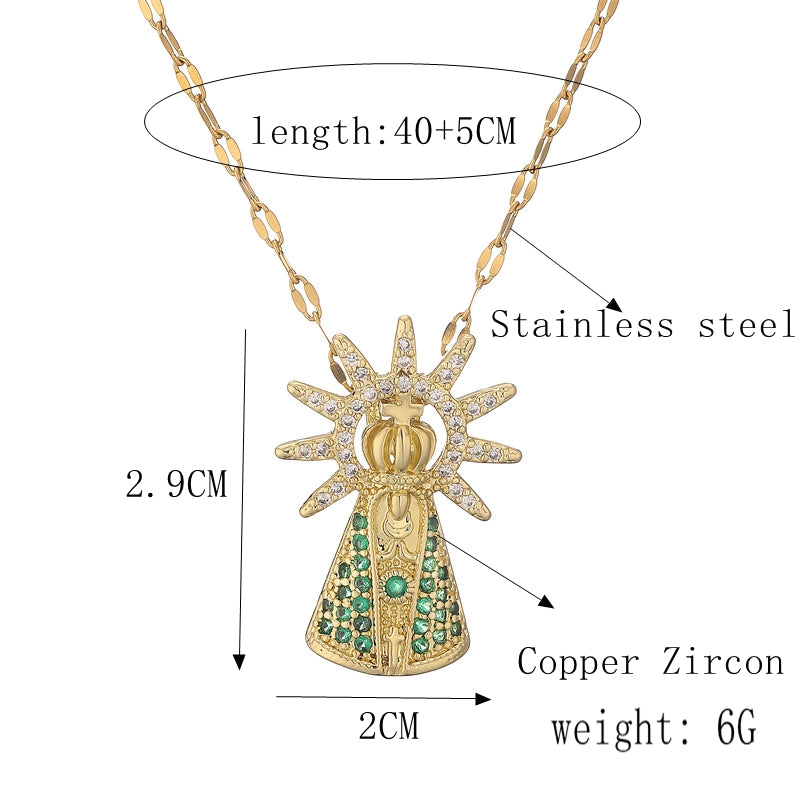 Ig Style Simple Style Cross Stainless Steel Copper Plating Inlay Zircon Gold Plated Pendant Necklace