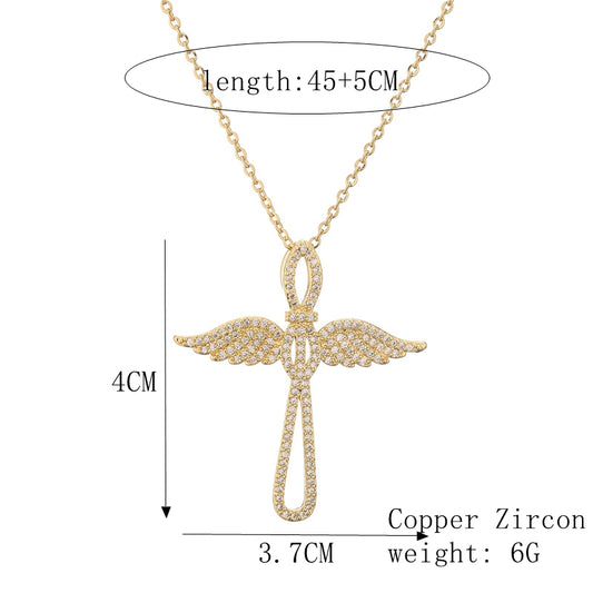 Ig Style Simple Style Cross Copper Plating Inlay Zircon Gold Plated Pendant Necklace