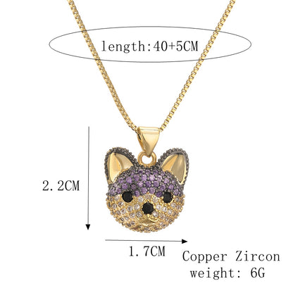 Ig Style Simple Style Animal Copper Plating Inlay Zircon Gold Plated Pendant Necklace