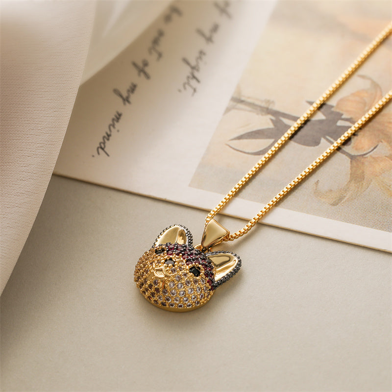 Ig Style Simple Style Animal Copper Plating Inlay Zircon Gold Plated Pendant Necklace