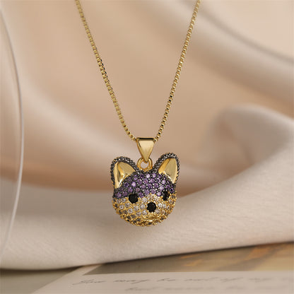 Ig Style Simple Style Animal Copper Plating Inlay Zircon Gold Plated Pendant Necklace