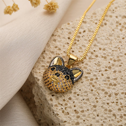 Ig Style Simple Style Animal Copper Plating Inlay Zircon Gold Plated Pendant Necklace