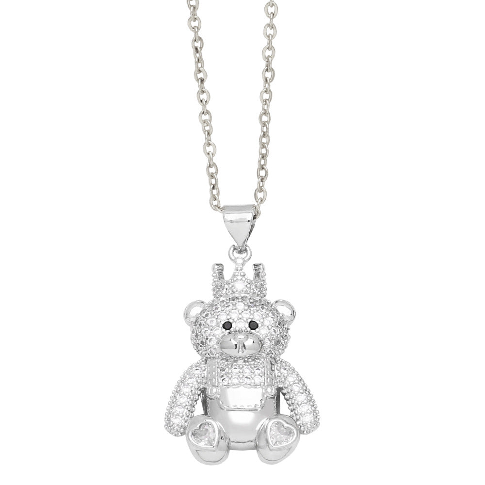 Simple Style Bear Copper Plating Inlay Zircon Gold Plated Pendant Necklace