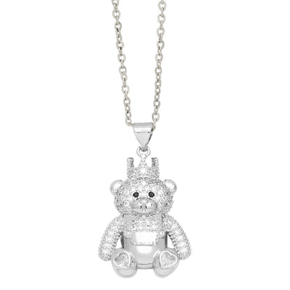 Simple Style Bear Copper Plating Inlay Zircon Gold Plated Pendant Necklace