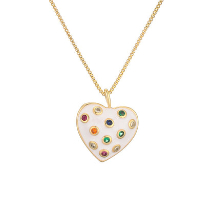 Ig Style Simple Style Heart Shape Copper Gold Plated Zircon Pendant Necklace In Bulk