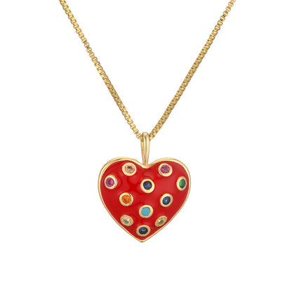 Ig Style Simple Style Heart Shape Copper Gold Plated Zircon Pendant Necklace In Bulk