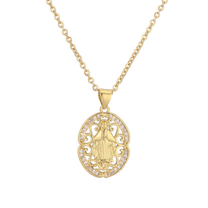 Ig Style Simple Style Cross Copper Plating Inlay Zircon Gold Plated Pendant Necklace