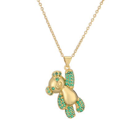 Ig Style Simple Style Little Bear Copper Plating Inlay Zircon Gold Plated Pendant Necklace