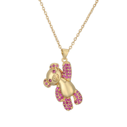 Ig Style Simple Style Little Bear Copper Plating Inlay Zircon Gold Plated Pendant Necklace