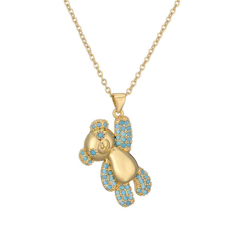 Ig Style Simple Style Little Bear Copper Plating Inlay Zircon Gold Plated Pendant Necklace