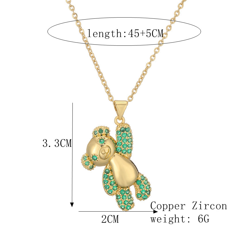 Ig Style Simple Style Little Bear Copper Plating Inlay Zircon Gold Plated Pendant Necklace