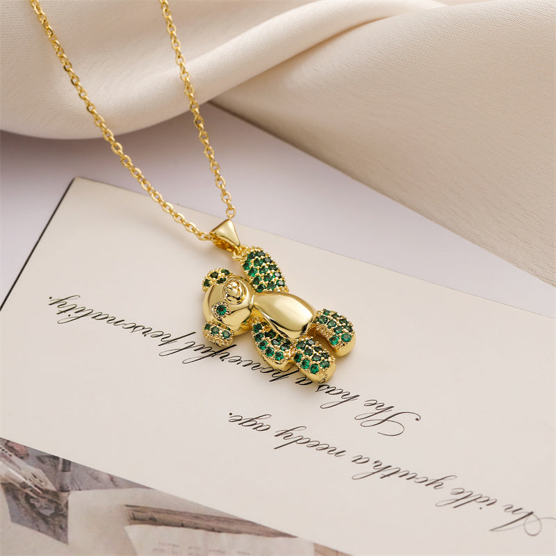 Ig Style Simple Style Little Bear Copper Plating Inlay Zircon Gold Plated Pendant Necklace