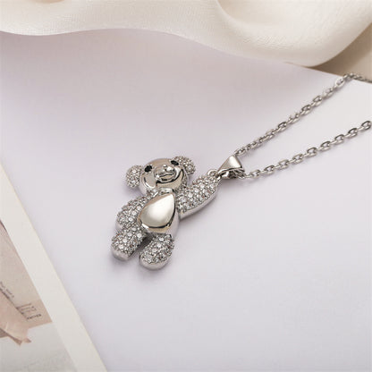 Ig Style Simple Style Little Bear Copper Plating Inlay Zircon Gold Plated Pendant Necklace