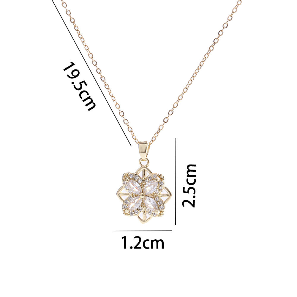 Sweet Flower Copper Zircon Earrings Necklace In Bulk