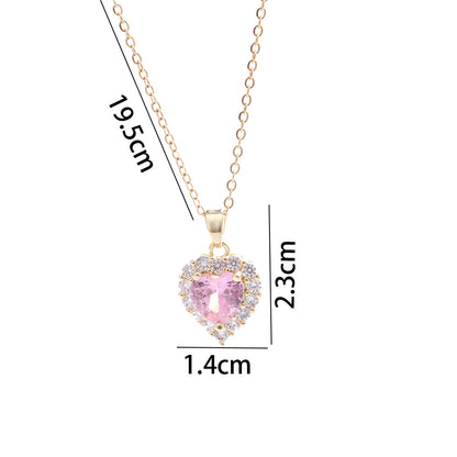 Modern Style Sweet Heart Shape Copper Plating Inlay Earrings Necklace