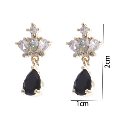 Simple Style Water Droplets Copper Plating Inlay Zircon Earrings Necklace
