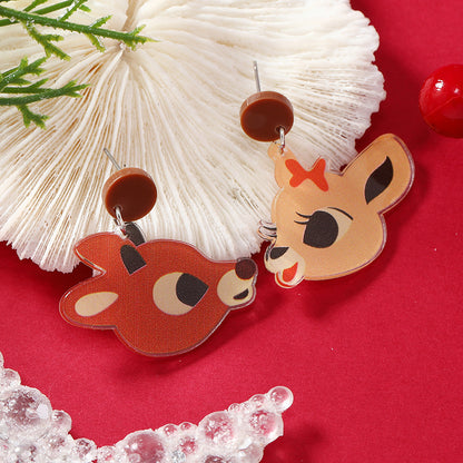 1 Pair Cartoon Style Snowman Painted Arylic Drop Earrings