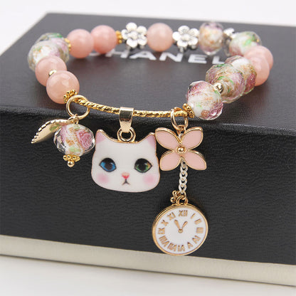 Elegant Lady Heart Shape Cat Artificial Crystal Women's Bracelets