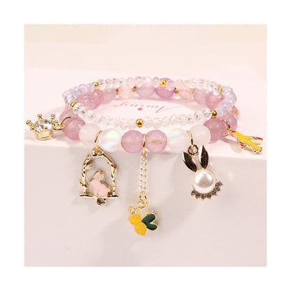 Elegant Lady Heart Shape Cat Artificial Crystal Women's Bracelets