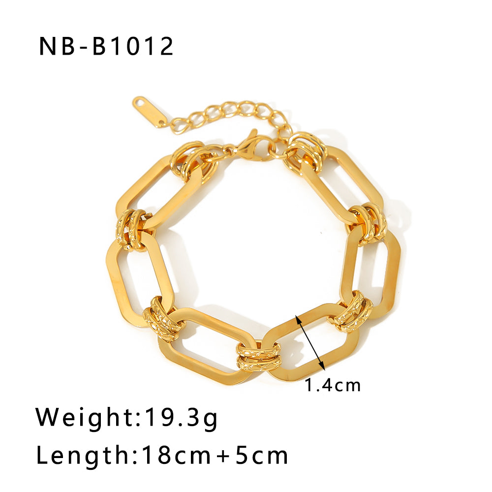 Hip-hop Punk Classic Style Solid Color Stainless Steel Handmade Plating Thick 18k Gold Plated Bracelets