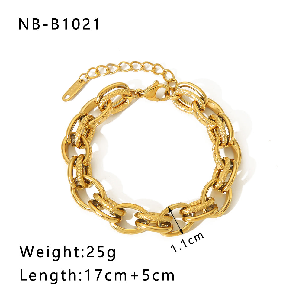 Hip-hop Punk Classic Style Solid Color Stainless Steel Handmade Plating Thick 18k Gold Plated Bracelets