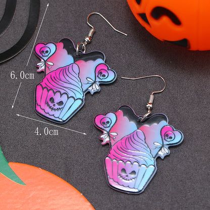 Wholesale Jewelry Retro Letter Skull Arylic Painted Drop Earrings