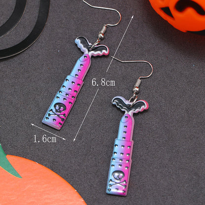 Wholesale Jewelry Retro Letter Skull Arylic Painted Drop Earrings