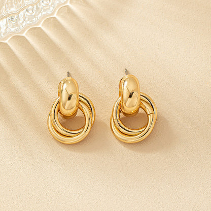 Wholesale Jewelry Simple Style Solid Color Metal Gold Plated Plating Drop Earrings