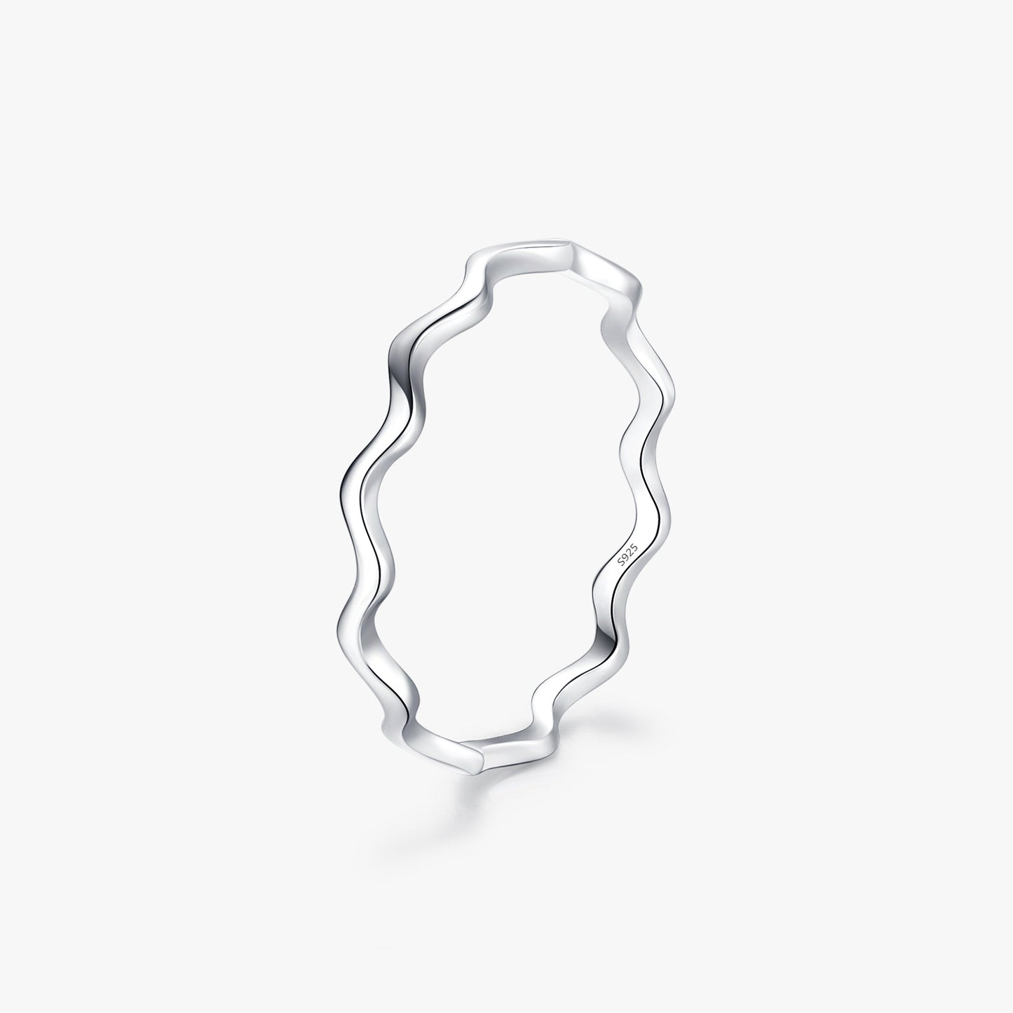 Ig Style Simple Style Waves Lines Sterling Silver Rhodium Plated Rings In Bulk