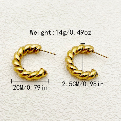 1 Pair Casual Simple Style Commute C Shape Twist Plating Stainless Steel Gold Plated Ear Studs