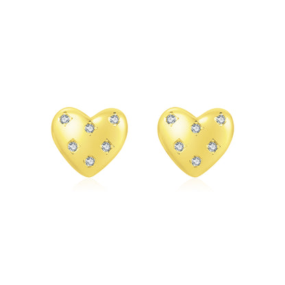 1 Pair Ig Style Elegant Sweet Heart Shape Plating Inlay Sterling Silver Zircon Rhodium Plated Ear Studs