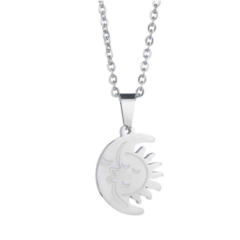 Casual Sun Moon Stainless Steel Plating Pendant Necklace