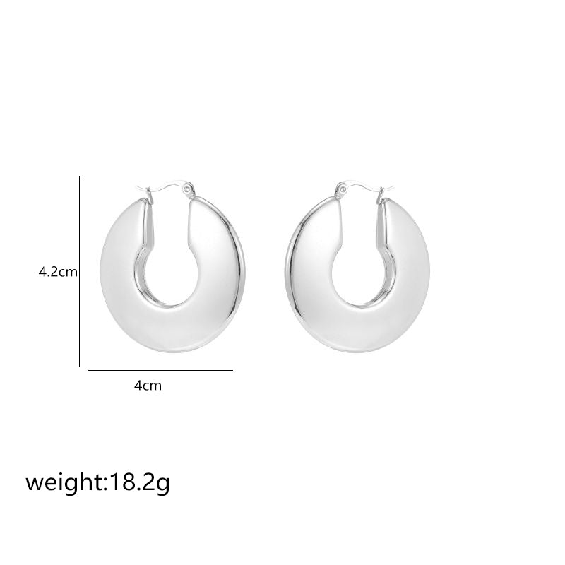 1 Pair Simple Style Commute Shiny Irregular Geometric Circle Plating Stainless Steel White Gold Plated Earrings