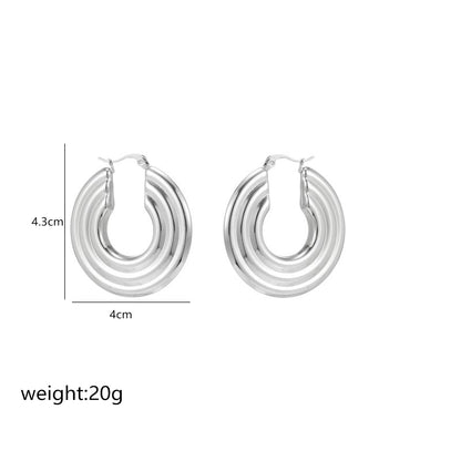 1 Pair Simple Style Commute Shiny Irregular Geometric Circle Plating Stainless Steel White Gold Plated Earrings