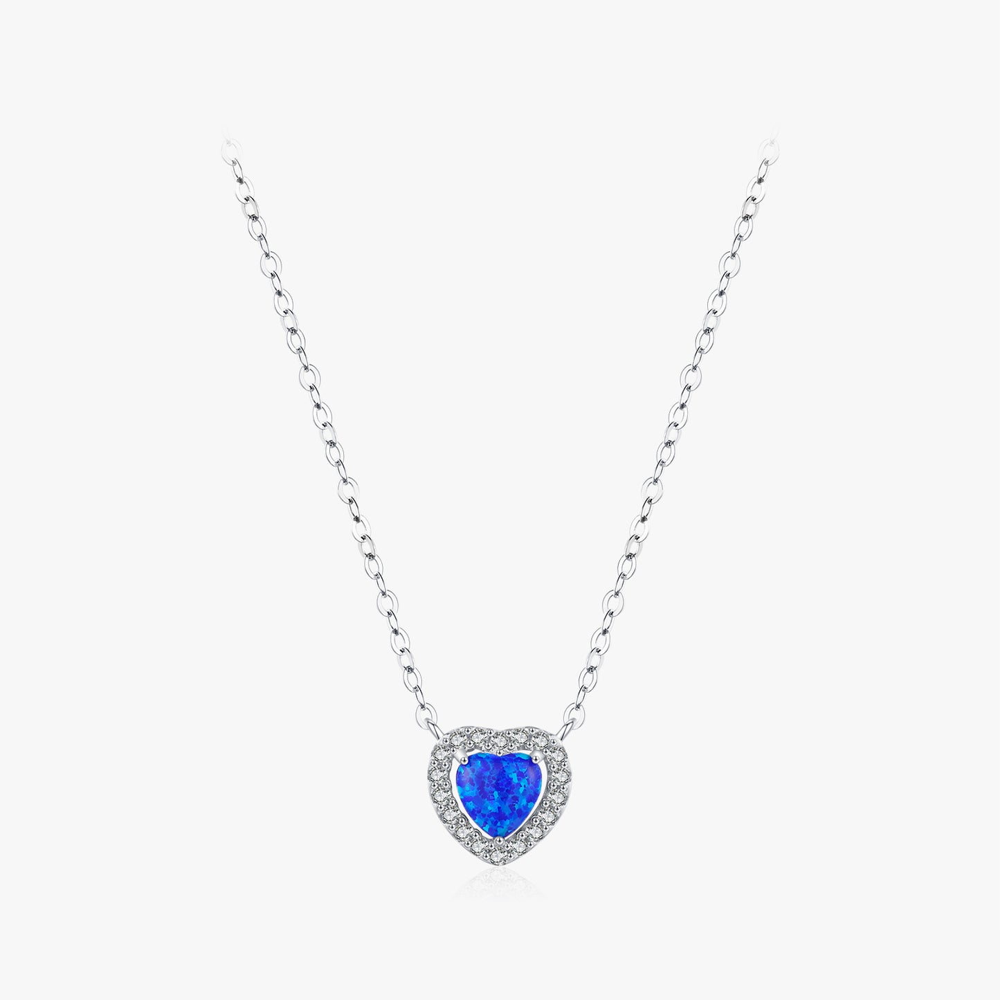 Ig Style Elegant Commute Heart Shape Sterling Silver Rhodium Plated Opal Necklace In Bulk