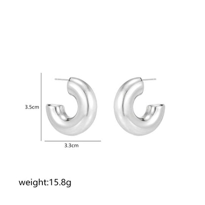 1 Pair Simple Style Commute Shiny Irregular Geometric Circle Plating Stainless Steel White Gold Plated Earrings