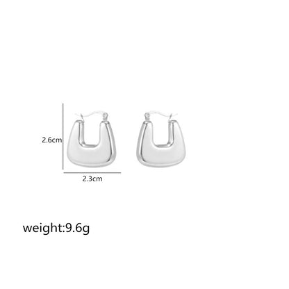 1 Pair Simple Style Commute Shiny Irregular Geometric Circle Plating Stainless Steel White Gold Plated Earrings