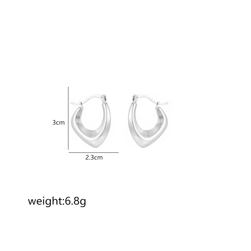 1 Pair Simple Style Commute Shiny Irregular Geometric Circle Plating Stainless Steel White Gold Plated Earrings