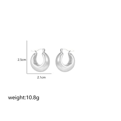 1 Pair Simple Style Commute Shiny Irregular Geometric Circle Plating Stainless Steel White Gold Plated Earrings